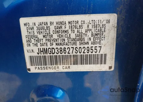 2007 Honda Fit Sport from USA, damaged, VIN JHMGD38627S029557